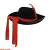Black Three 3 Musketeers Hat with Red Sash and Feather