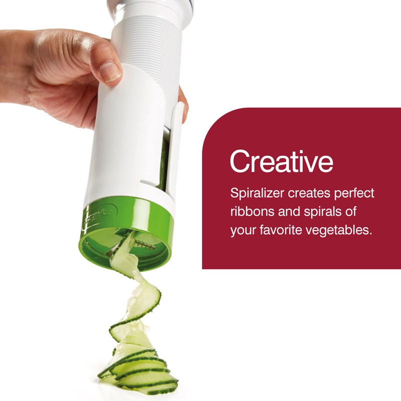 Zyliss Hand Held Vegetable Spiraliser, Plastic - White/Green
