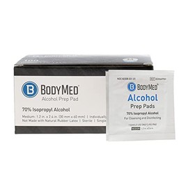 BodyMed Almohadillas de preparación de alcohol con 70% de alcohol isopropílico, 100 unidades, envueltas individualmente de 1.2 pulgadas x 2.4 pulgadas