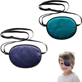 2PCS Washable Eye Patch Adjustable Pirate Eye Patch Portable Strabismus Eye Cover for Eye Care Amblyopia Correction