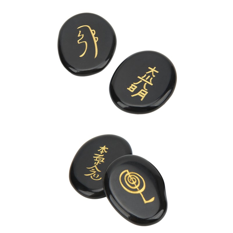 4Pcs Reiki Symbols Stones Smoother Surfaces Engraved Reiki Stones for