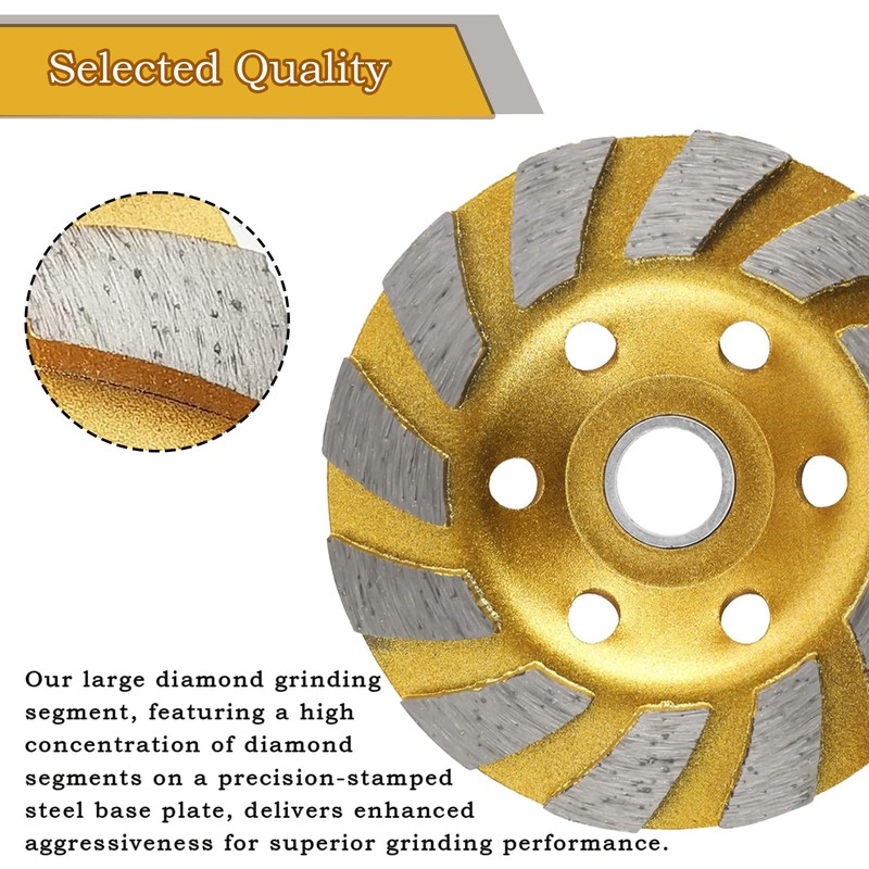 Generic Diamond Cup Grinding Wheel, 4-Inch 12-Segment Turbo Row Diamond