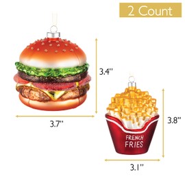 Every Day is Christmas Glass Blown Ornaments Cute Hand Made Figurines Tree Decoration, Burger Fries