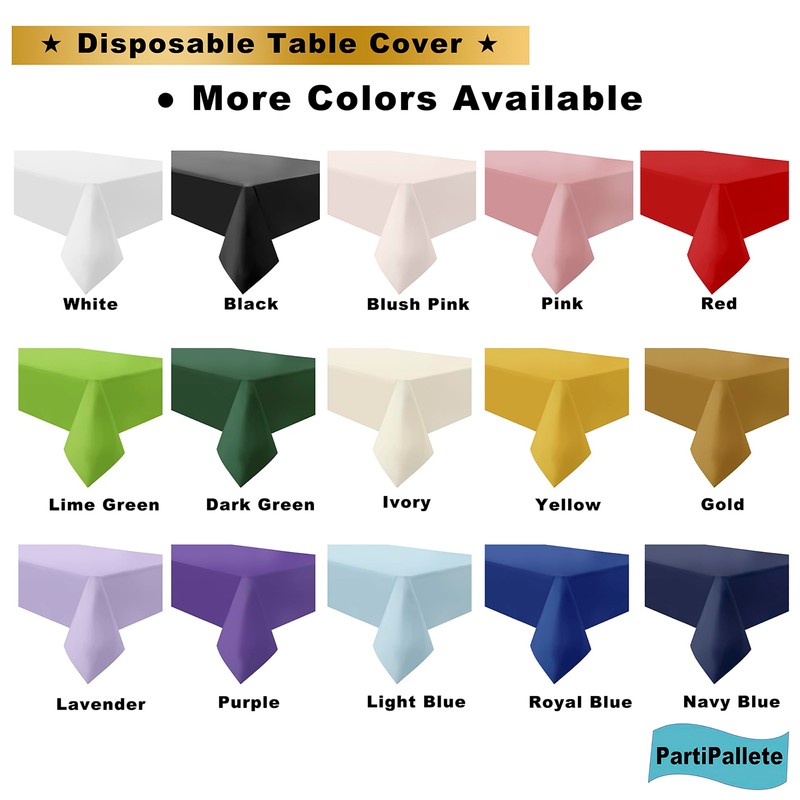 PartiPallete 3-Pack Premium Plastic Light Lime Green Tablecloth Disposable 54"