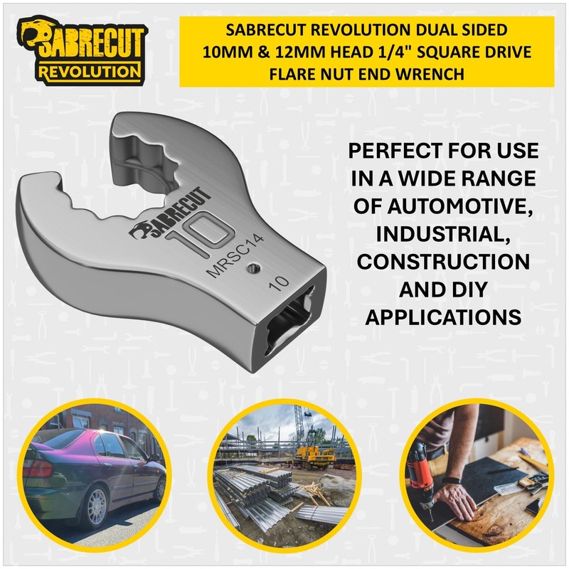 1 x SabreCut MRSC14 10mm/12mm Dual Sided Flare Nut Wrench