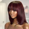 Jnymell Burgundy Pixie Cut Short Bob With Bangs Brazilian 99j