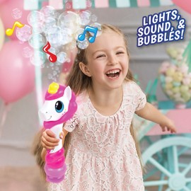Maxx Bubbles Toy Unicorn Bubble Wand with Lights, Sounds and Bubble Solution