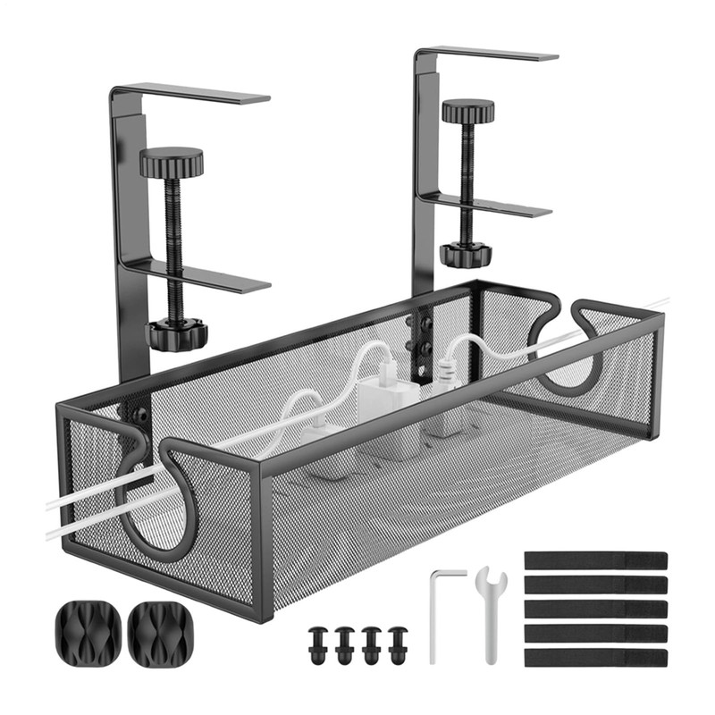 Cable Organizer Box, Multifunctional Wire Organizer, Metal Mesh Table Accessories,