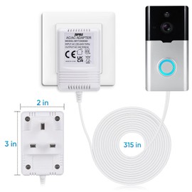 24Volt 500mA Doorbell Transformer Competible with All Versions of Ring Doorbell and Nest Hello Doorbell,C Wire Adapter for Nest,Ecobee, Sensi and Honeywell Thermostat,8M (315") Long Cable