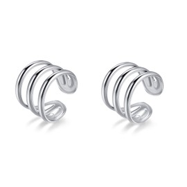 FarryDream 925 Sterling Silver Multi Circles Cuff Earrings for Women Teenager Girls Cartilage Earrings, Sterling Silver, No information