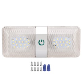 RV Ceiling Double Reading Light Touch Button Stepless 48 LEDs IP50 Waterproof Adjustable for Campers Trailers