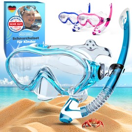 KIDVERSE Children's Diving Goggles with Snorkel from 5 Years – Dermatest Tested Diving Goggles with Snorkel & Nose – Snorkel Set Children's Fabric Strap or Silicone Strap – Alternative to Snorkel Mask