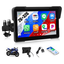 2+32G Android Carplay Screen for Motorcycle,Wireless CarPlay&Android Auto,7 Inch IPS Waterproof Portable Radio with Mirror Link,Bluetooth,WiFi,GPS Navigation,Voice Assistant