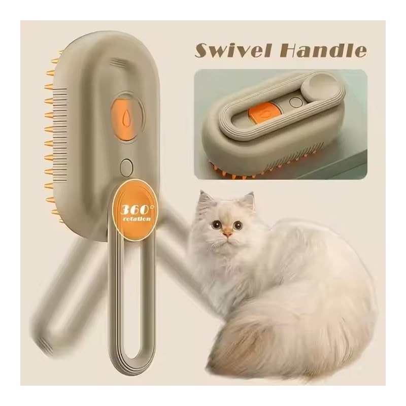 3-in-1 Steam Pet Brush for Cats & Dogs – Self-Cleaning