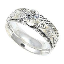 JEWELSTREZORO Moissanit Edelstein 925 Sterling Silber Stilvoller handgefertigter Band Ring Geschenkartikel Herren & Damen Schmuck TSR150BD_18 (64 (20.4))