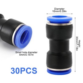 Pneumatic Connectors 4 mm, Hose Connector 4 mm, Quick Coupling Compressed Air, Push in PE Plastic Quick Coupling, Hose Connector Set for Quick Connection of Air and Water