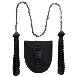 Sucrain Pocket Chainsaw with Paracord Handle, Folding Chain Hand Saw, Emergency Outdoor Survival Gear for Camping, Hunting, Hiking, Cutting Wood & Tree (Black paracord, 11 Teech, 24''Long)