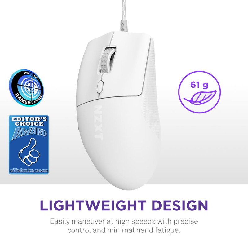 NZXT Lift 2 Ergo | Lightweight Ergonomic Wired Gaming Mouse