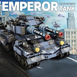 Finger Rock 8-in-1 Emperor Tank Clamping Blocks, Model 1089 Pieces Tank Military Tank Building Blocks, Toy Gifts Adults or Children from 6 Years