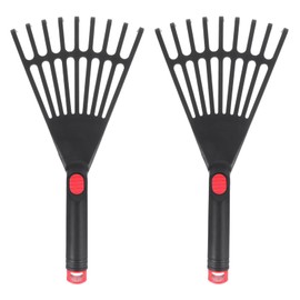 Veemoon 2PCS Garden Rake Small,13.4Inch Hand Leaf Rake Garden Tools with Handles for Patio Flower Beds Leaves Shrub