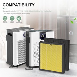 2-Pack AP303/AP304 Replacement Filter Compatible with DAYETTE AP303/AP304 Purifier H14 HEPA Air Filter ＆ FRESHDEW AP303/AP304 Purifier, 2* Pet Dander Filter