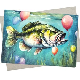 Whitman and Daughter Largemouth Bass Card, Bass Fishing Birthday Card for Men (1 Premium Card, 5X7 Inch) blank for all fishing celebrations like retirement, graduation - 1162