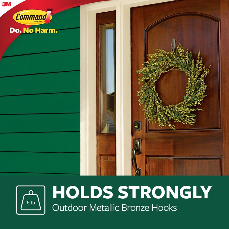 Command Large Outdoor Metallic Bronze Hook [Removable]: 1-Pack (Bronze) [4-Sets]