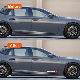 Zhizhong Car Sport Decal,16 Inch Vinyl Sticker Fit for All Cars Side (White Red)