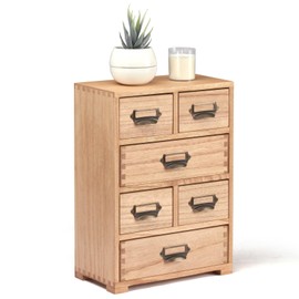 KIRIGEN Wooden Storage Cabinet Organizer Desktop Storage Drawers for Home Office Supplies Natural(4D6CG-NA)