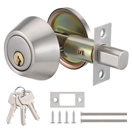 Faankiton Deadbolt Lock Set, Entrance Deadbolt Lock with Keys, Cylinder Deadbolt Lockset, Single Cylinder Deadbolt Lock, Single Cylinder Deadbolt, Latching Invisible Lock for Bedroom(Silver)