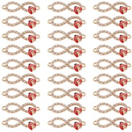 SYBKED 30 Pcs Fashion Charms Metal 8 Character Diamond Ladybug Pendant Making Jewelry DIY Accessories Bracelet Necklace Keychain Anklet Backpack Decoration for Women Best Gift