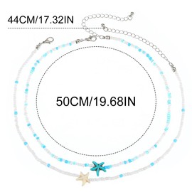 Handcess Boho Pearl Necklace Starfish Collar Beach Necklace Jewellery for Women and Girls, Pearl