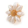Romantic Faux Pearl Daisy Clip On Earrings In Gold Tone