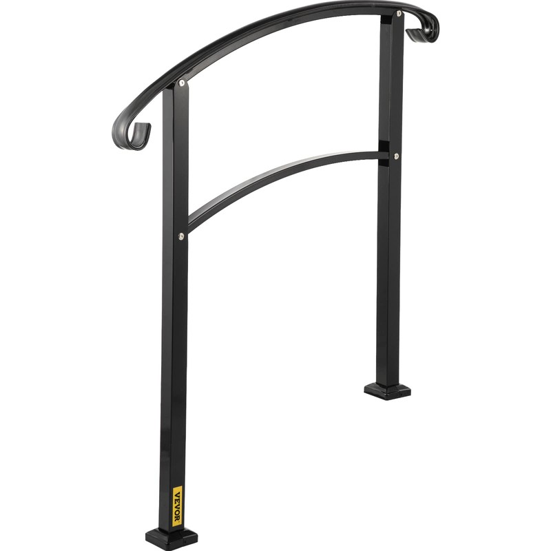 Happybuy 4-Step Handrail Fits 1 or 4 Steps Matte Black