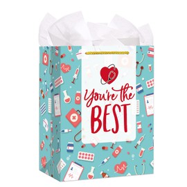 FaCraft Nurse Graduation Gifts Bag - 13" Large Nurse Gift Bags with Tissue Paper for Women Men New Nurses Nursing School Graduation Gifts for Her Him Graduates New Nursing Student Medical School Party