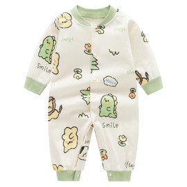 Minizone Newborn Rompers Baby Boy Clothes Organic Cotton Jumpsuit Unisex Long Sleeve for Infants, Perfect for Summer and Winter 0-3 Months, Dinosaur