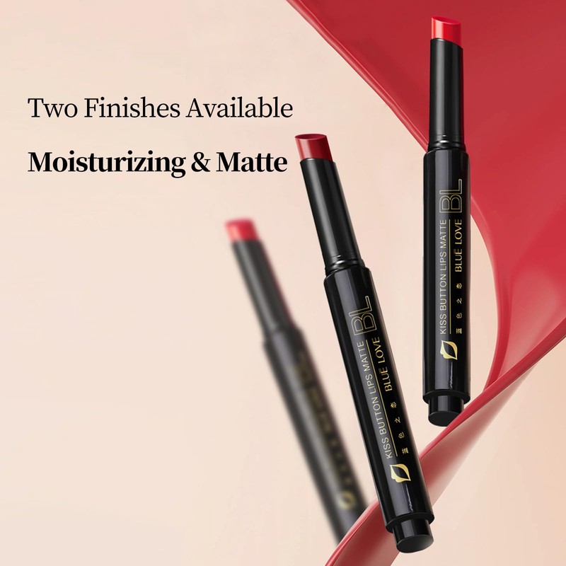 BLUE LOVE 2PC Matte Press Lipstick - Long Lasting, Non-Drying