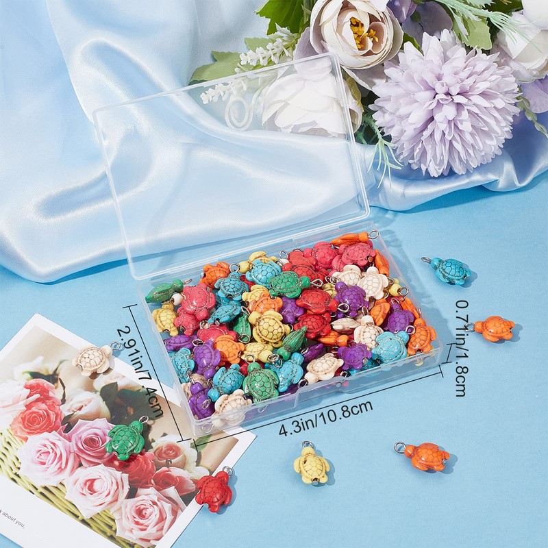 SUNNYCLUE 100 pcs per box sea turtle charm turtle charm