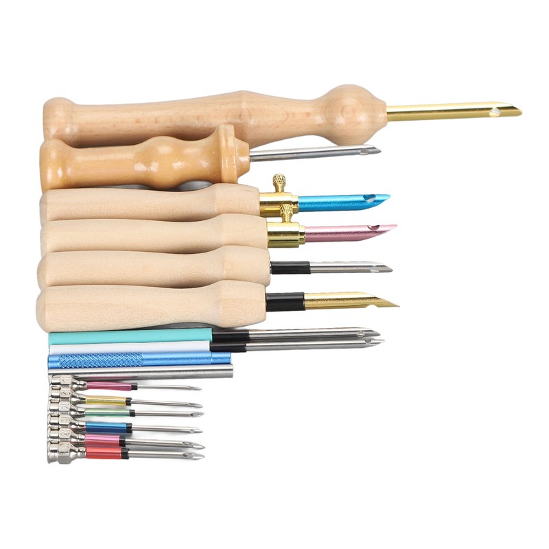 Punch Needle Set Wooden Handle Stainless Steel Ergonomic Easy Operation