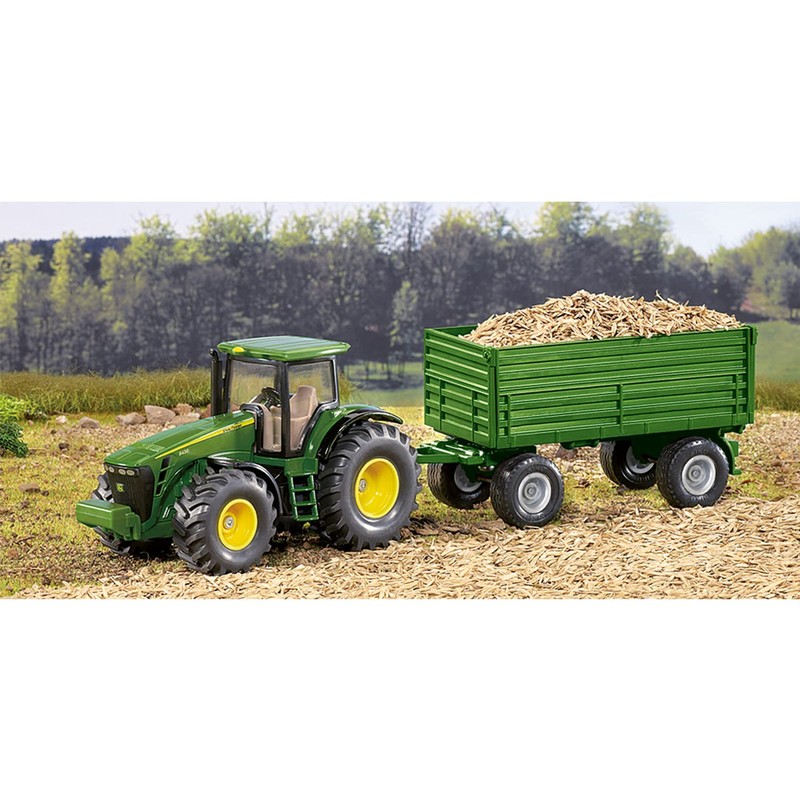 siku 1953 John Deere Tractor with Trailer, 1:50, Metal/Plastic, Green,