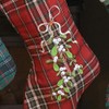 Dibor Festive Tartan Stocking with Mistletoe Embellishment and Hanging Loop