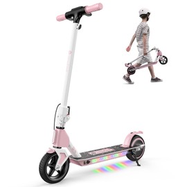 isinwheel S4 Electric Scooter for Kids Ages 6-14, 200W Foldable Kids Electric Scooter with 3 Speeds (5/8/12 Mph), LED Display, Colorful Lights, Gift for Kid