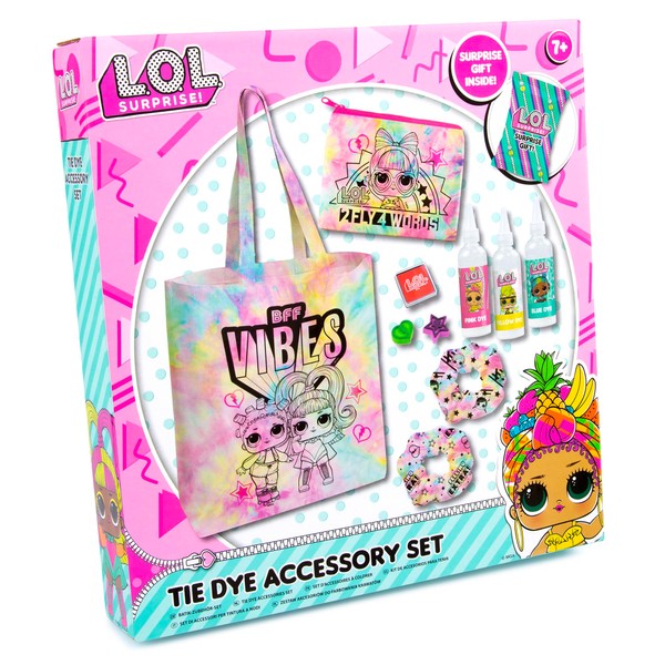 L.O.L. Surprise! Tie Dye Accessories Set - Tie Dye Kit Containing: 1 Tote Bag, 1 Scrunchie, 1 Purse, 1 Head Band And 1 Lol Surprise Gift – Arts And Crafts Gifts For Girls - Lol Toys for Girls