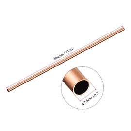 sourcing map Copper Round Tube 7.5mm OD 0.5mm Wall Thickness 300mm Length Pipe Tubing