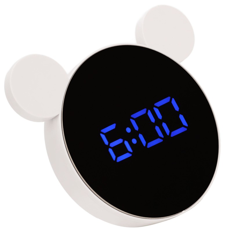 Mirrored Digital Alarm Clock Cute Mice Ear Shape LED Mirror