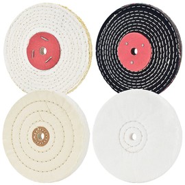 QZATACAEN 150 mm Polishing Wheel Suitable for Polishing Grinders with 12.7 mm (Soft and Fine) and 12.7 mm (Medium and Coarse) Pin Hole - 4 Pieces