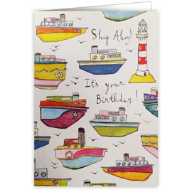 Quire Lemon Lou Card Happy Birthday Ships & Lighthouse