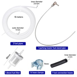 10M Fuel Tank Hose Clip Inline Filter Kit Fit Parking Heater Fuel Stand Pipe Diesel Heater fuel line replace Compatible with Webasto Eberspacher 320399A 35320A