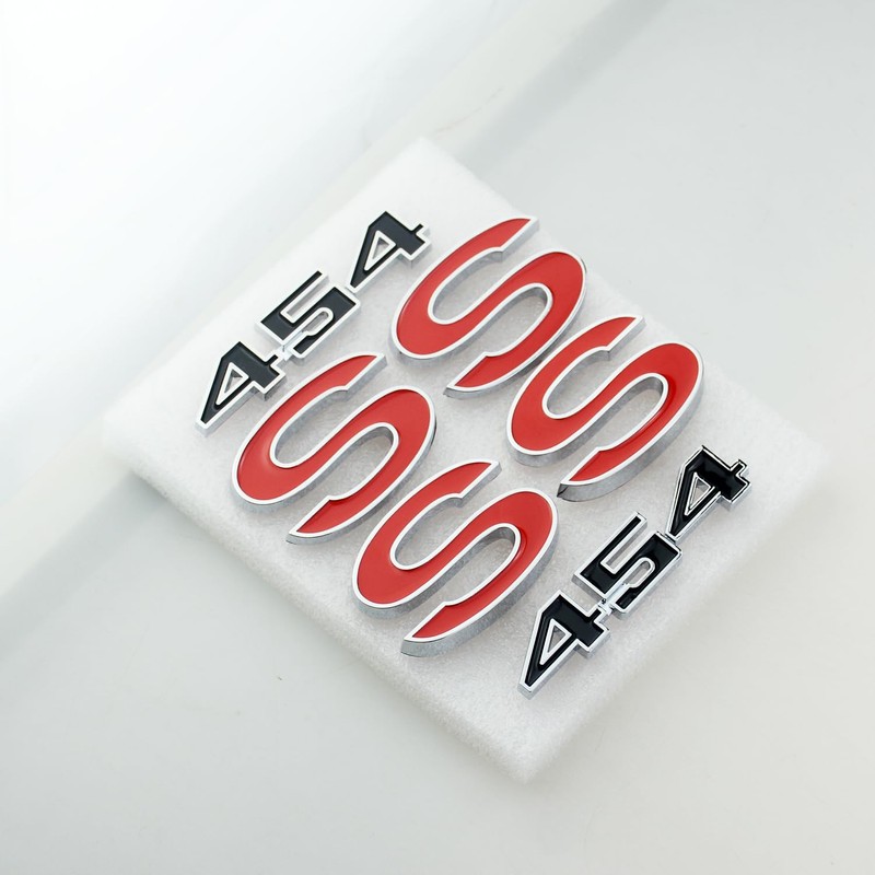 6Pcs Set SS 454 Fender Emblem 3D Tape Badge Sticker