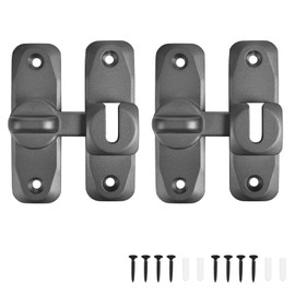 90/180 Degree Door Lock, 2PCS Barn Door Lock Safety Sliding Barn Door Lock Security Door Latch Small Gate Latches Hardware for Barn, Garden, Bathroom, Cabinet, Window, Sliding Door-Gun Grey